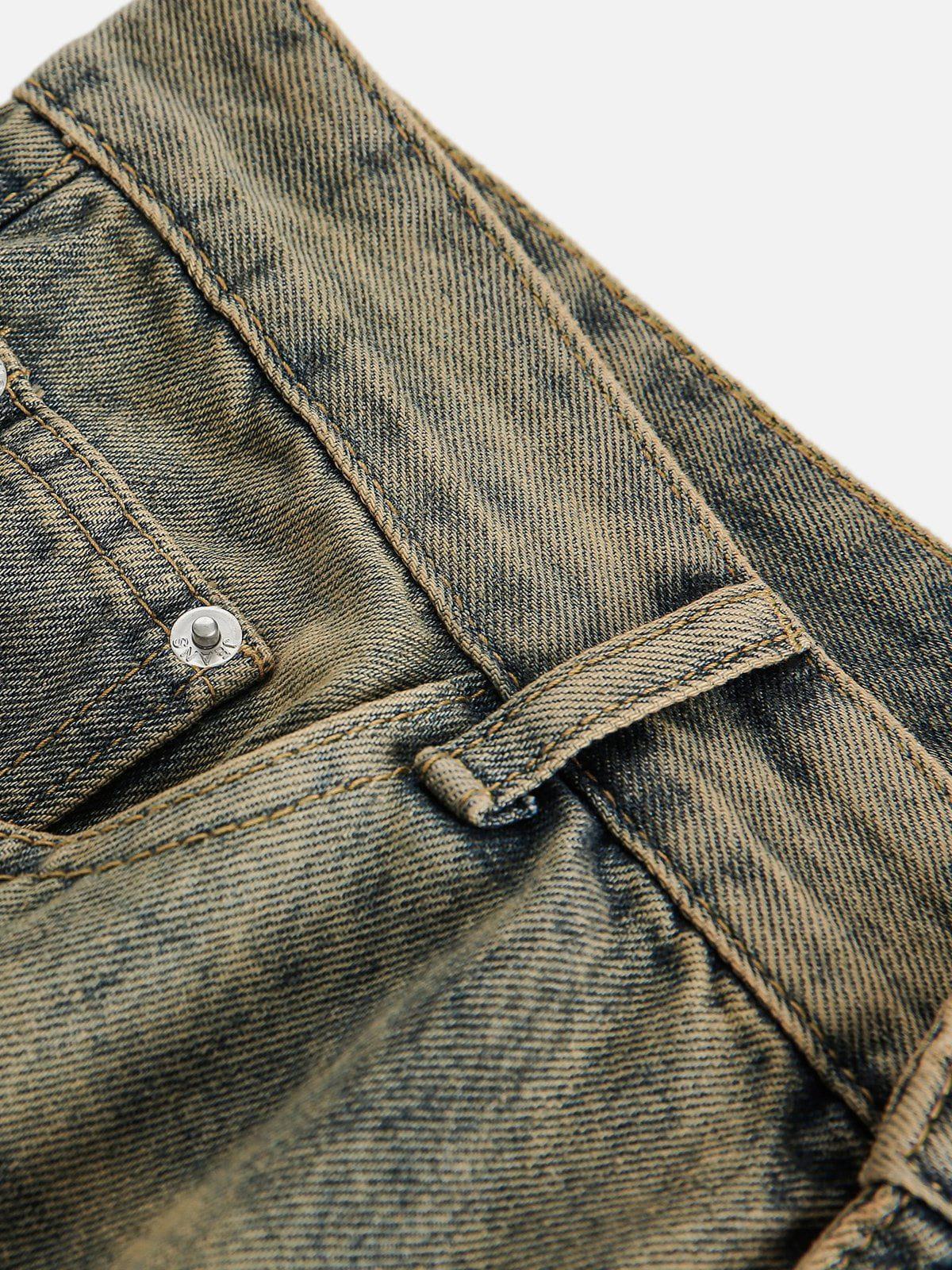 Plaid Pocket Washed Jeans