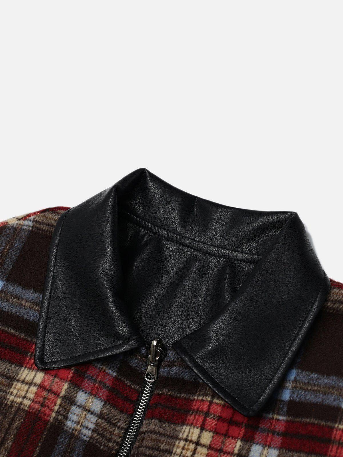 Plaid Reversible Leather Jacket