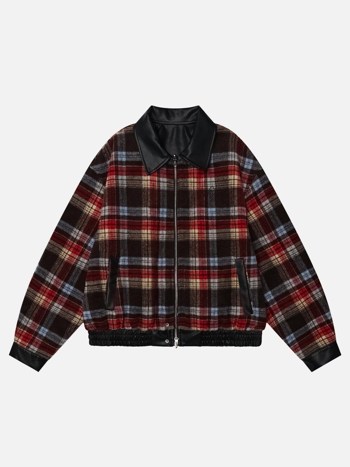 Plaid Reversible Leather Jacket