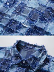 PLAID Splicing Short Sleeve Shirt