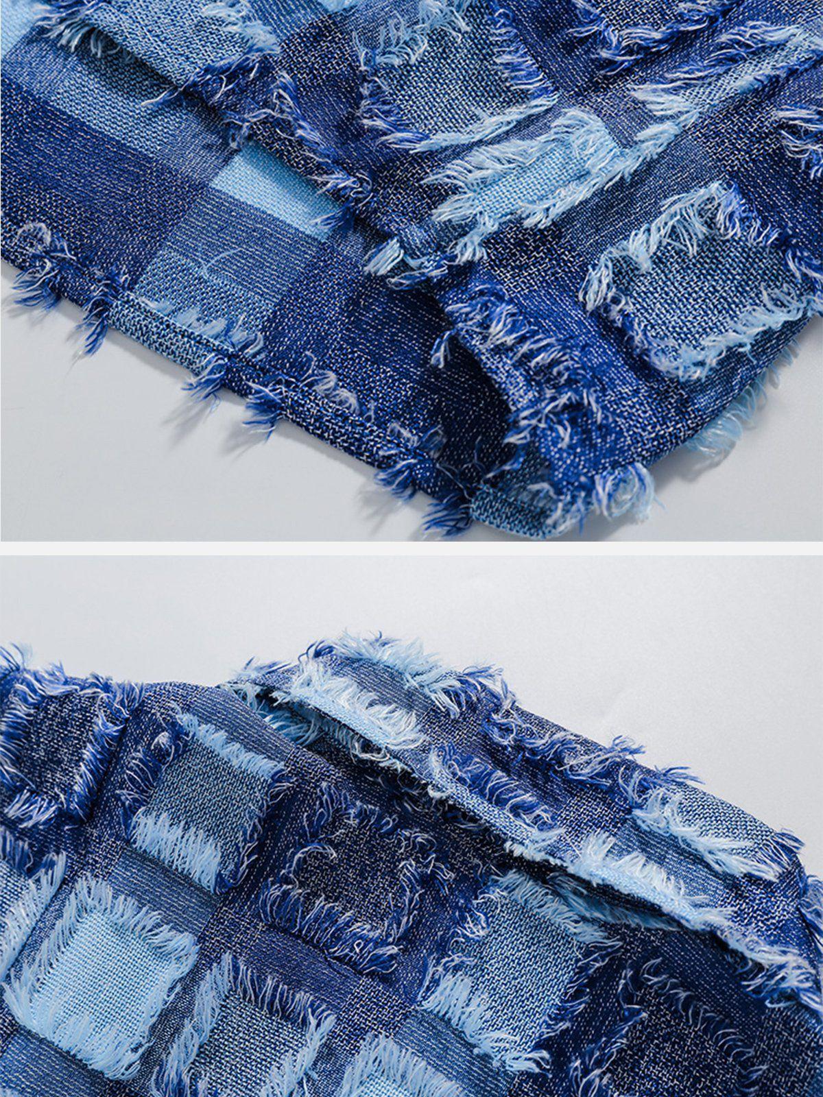 PLAID Splicing Short Sleeve Shirt