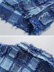 PLAID Splicing Short Sleeve Shirt
