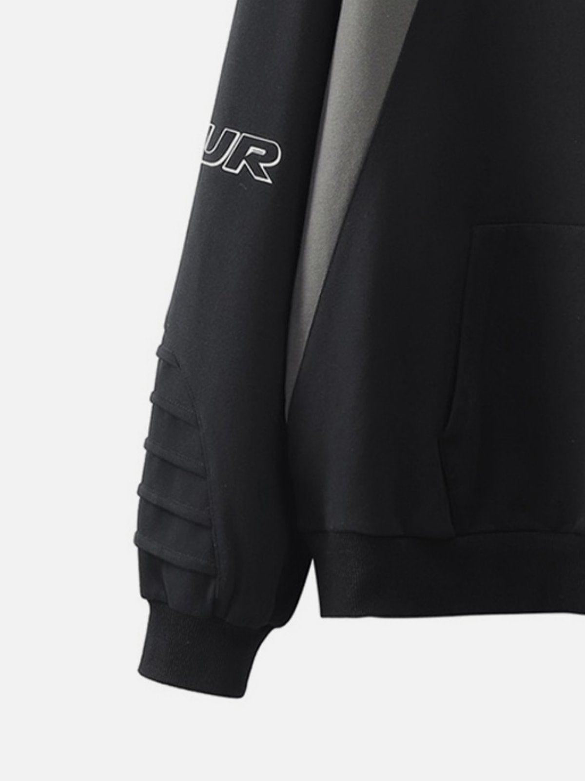Pleated Material Splicing Hoodie