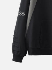 Pleated Material Splicing Hoodie