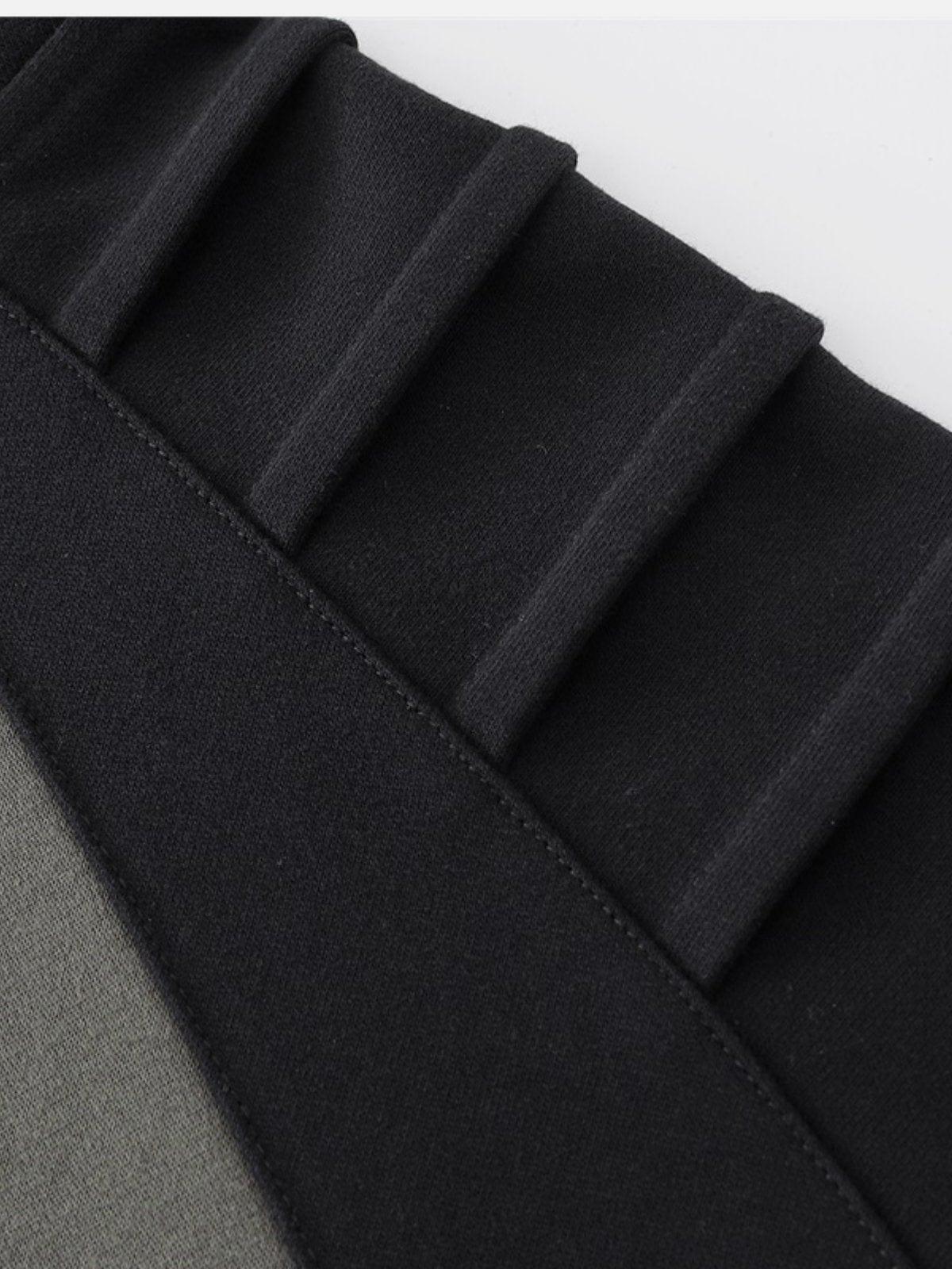 Pleated Material Splicing Hoodie