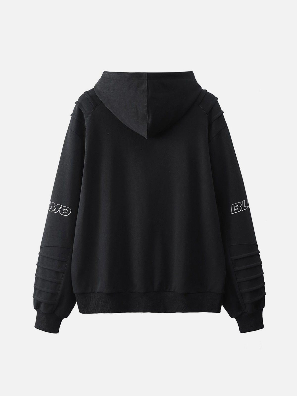 Pleated Material Splicing Hoodie