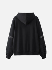 Pleated Material Splicing Hoodie