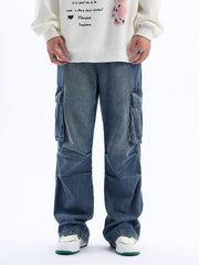 Pleats Multi-Pocket Jeans