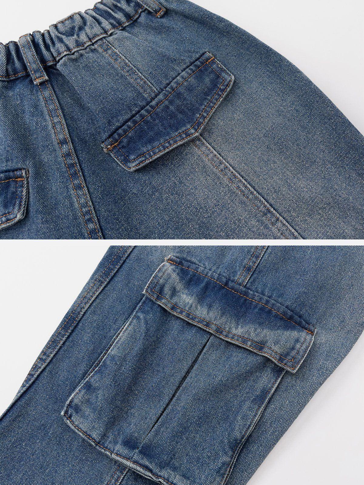 Pleats Multi-Pocket Jeans