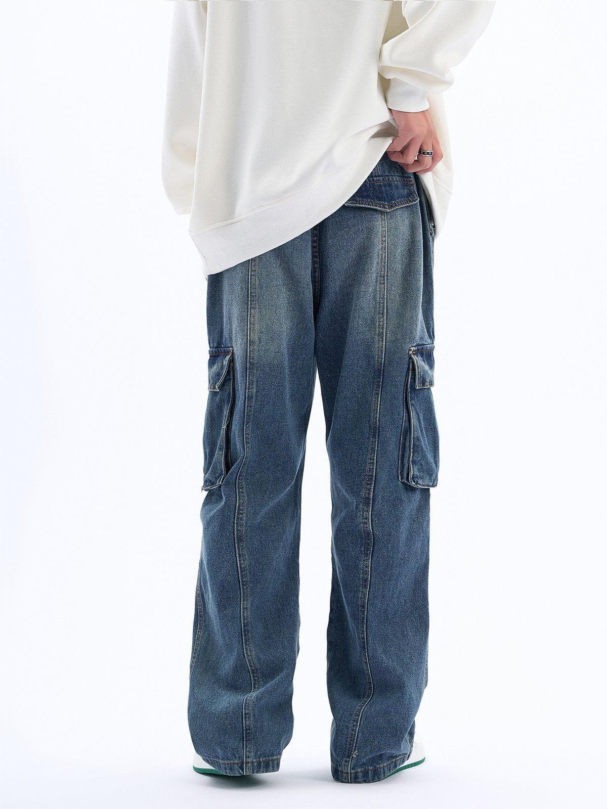 Pleats Multi-Pocket Jeans