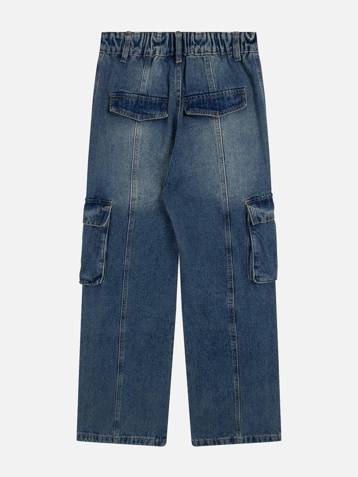Pleats Multi-Pocket Jeans