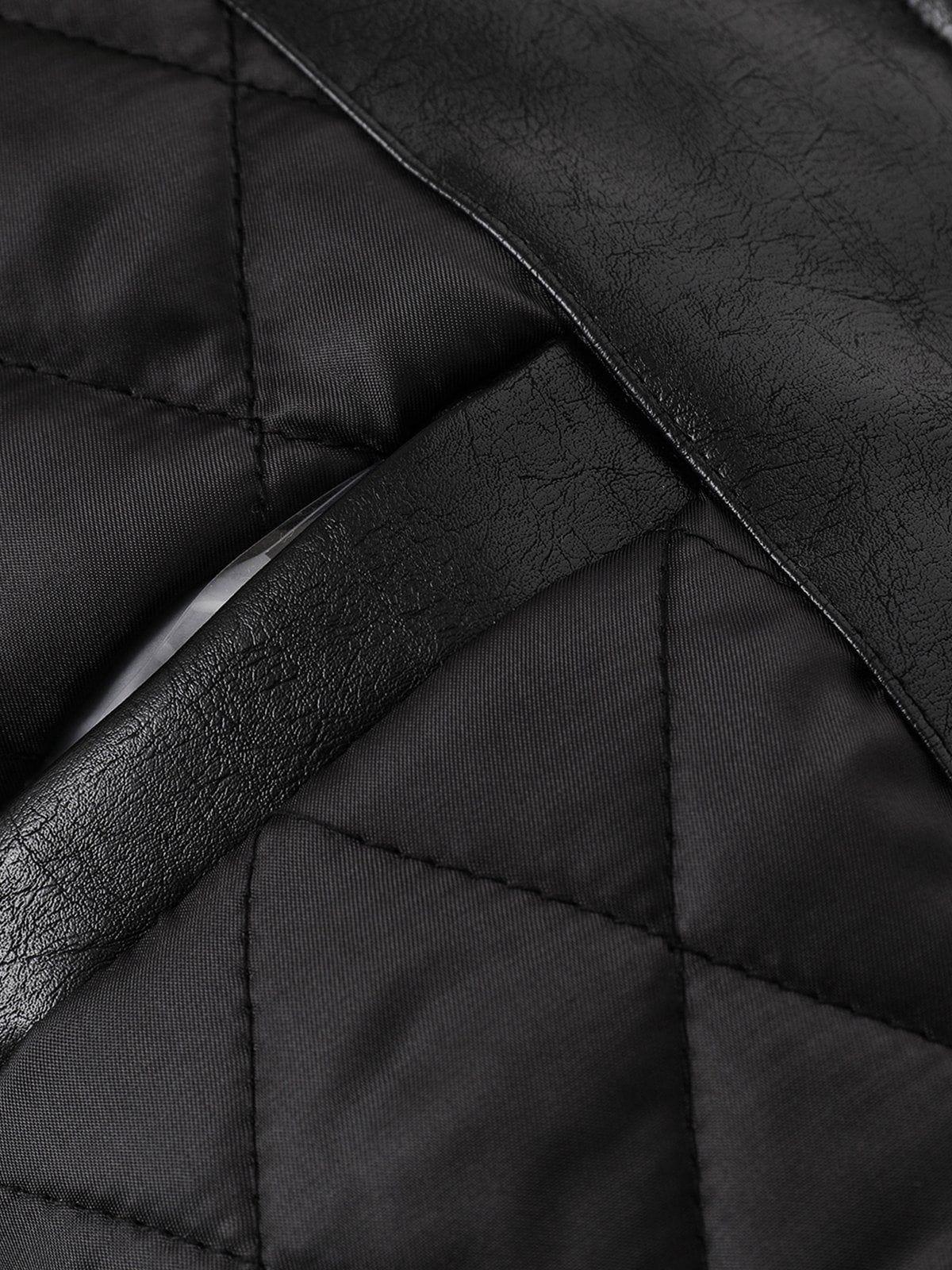 Plush Collar Faux Leather Jacket
