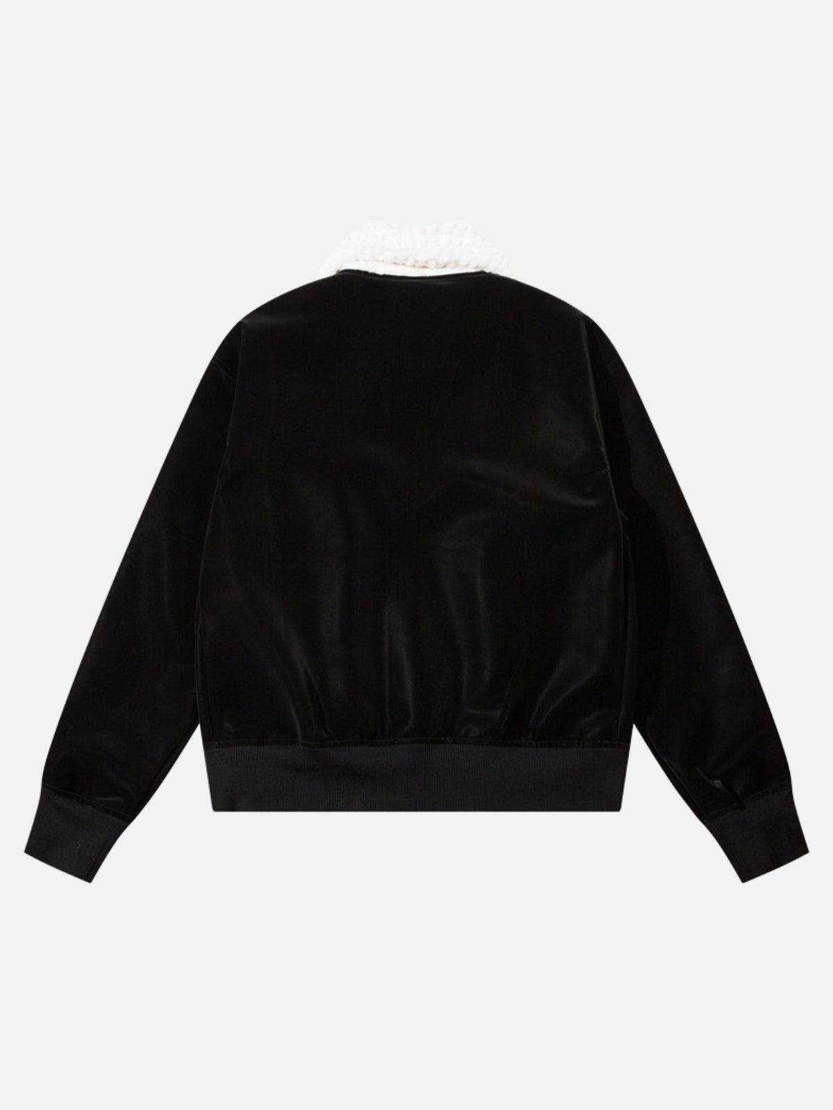 Plush Collar Suede Faux Leather Jacket