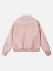 Plush Collar Suede Faux Leather Jacket
