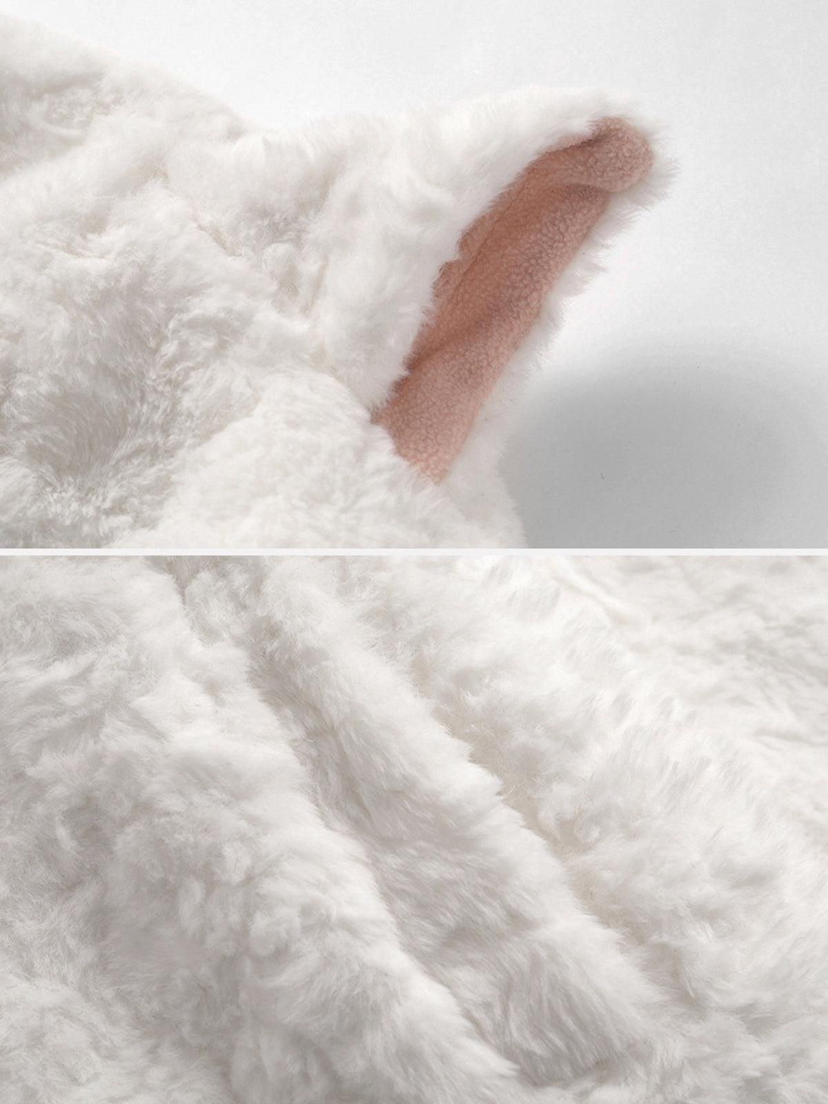 Plush Ear Hoodie Jacket