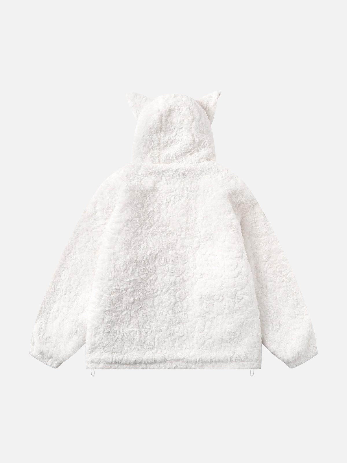 Plush Ear Hoodie Jacket