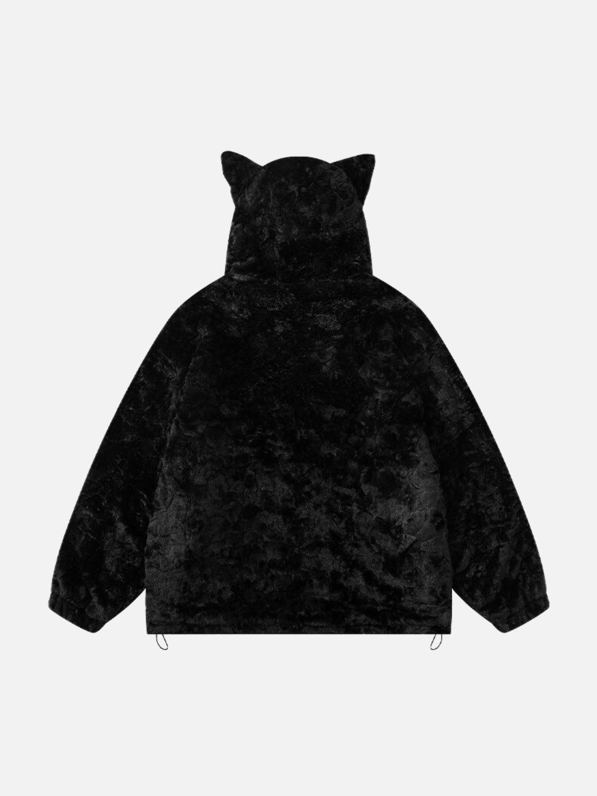 Plush Ear Hoodie Jacket