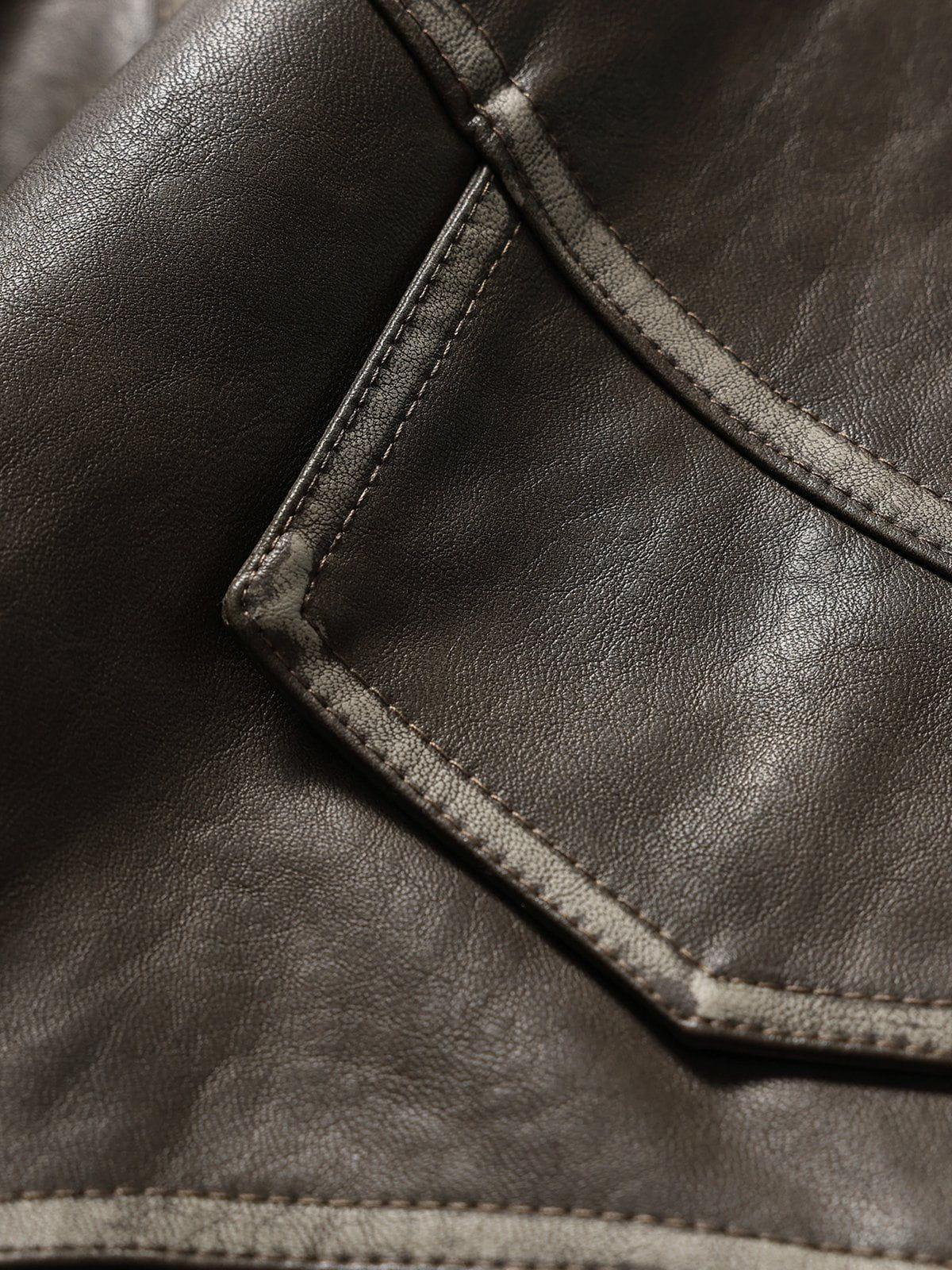 Pocket Patchwork Faux Leather Jacket