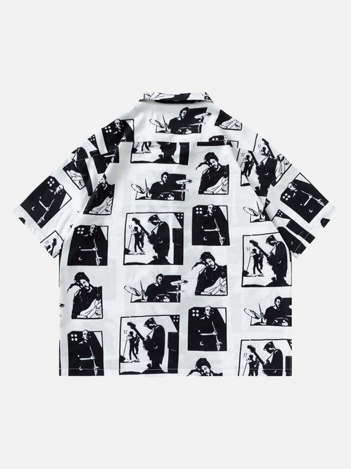 Portrait Pattern Short-Sleeved Shirt