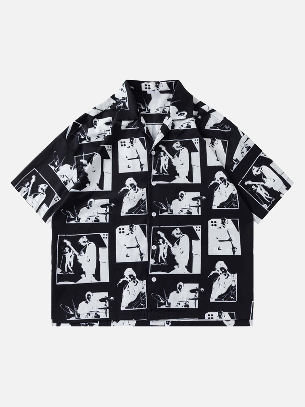 Portrait Pattern Short-Sleeved Shirt