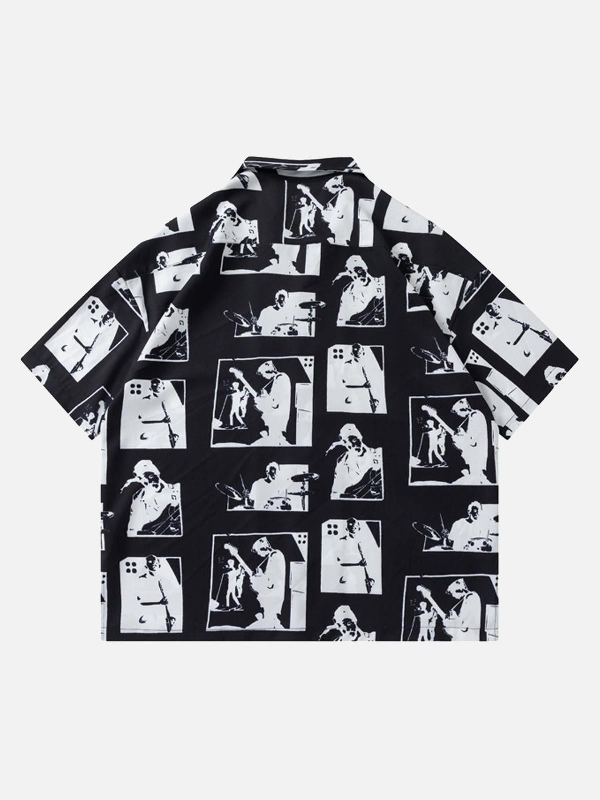 Portrait Pattern Short-Sleeved Shirt