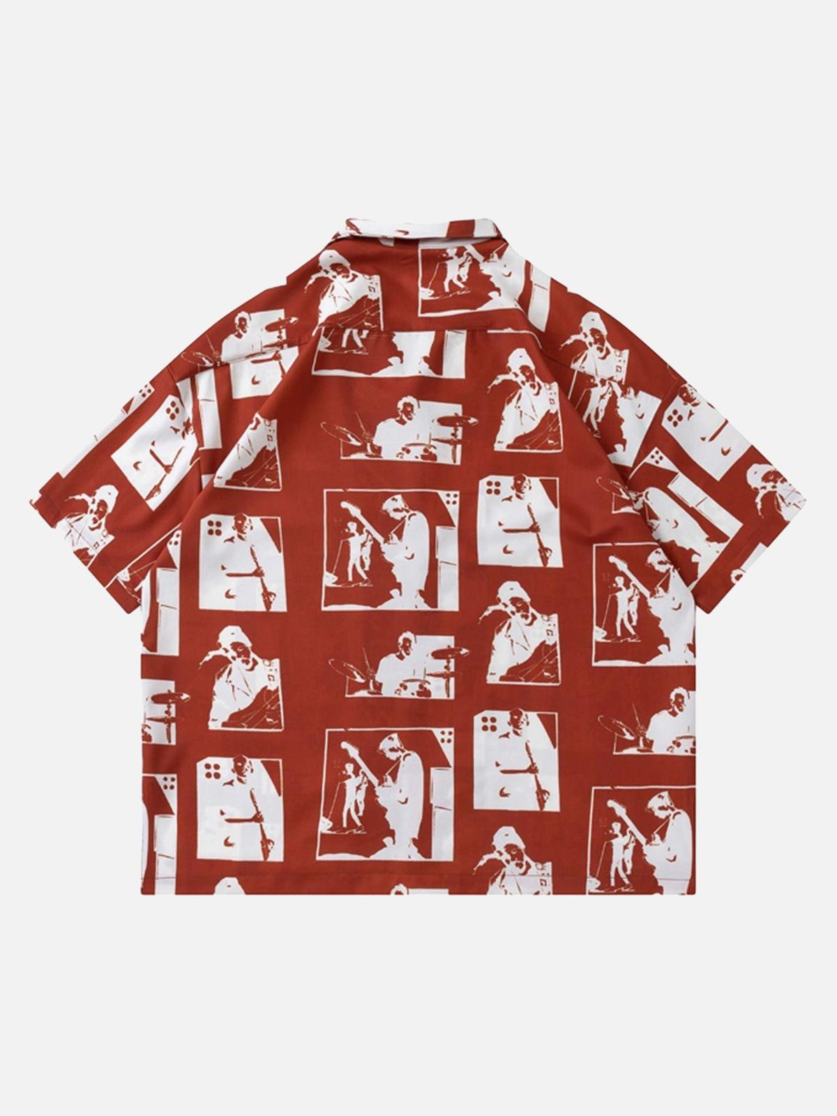 Portrait Pattern Short-Sleeved Shirt