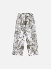 Printed Drawstring Multi-Pocket Cargo Pants