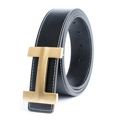Premio Solid Brass H Leather Belt
