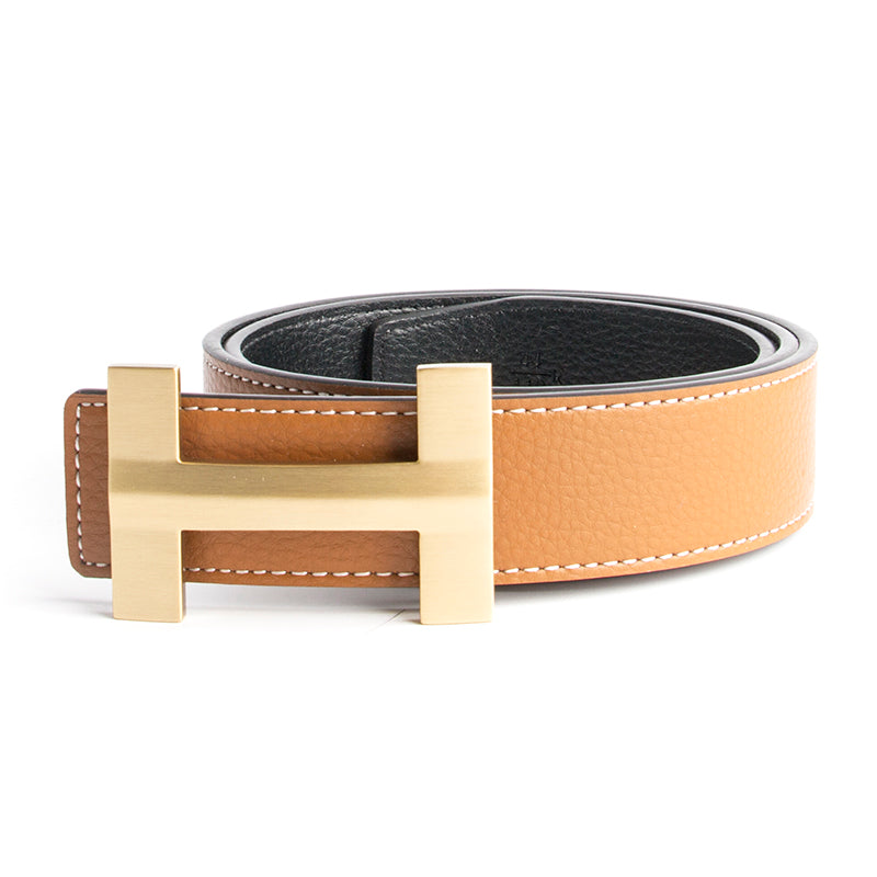 Premio Solid Brass H Leather Belt