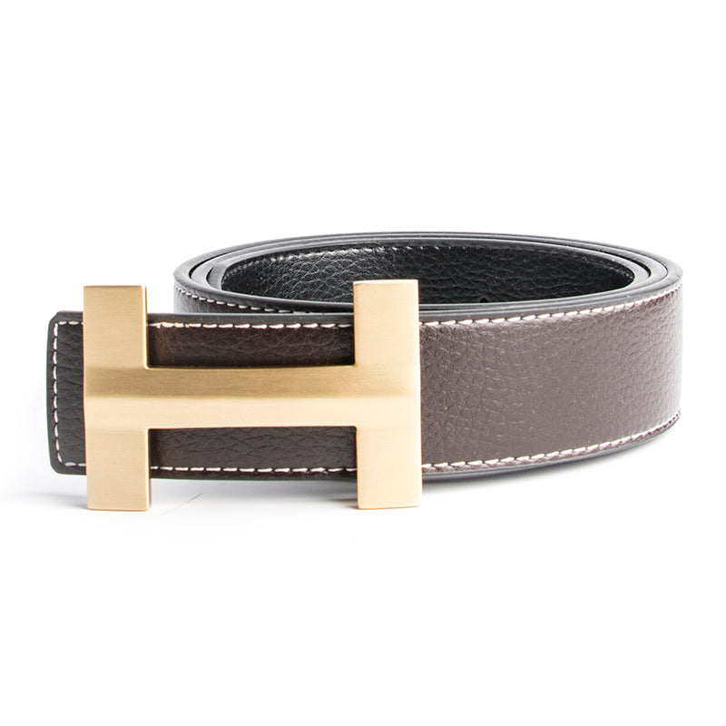 Premio Solid Brass H Leather Belt