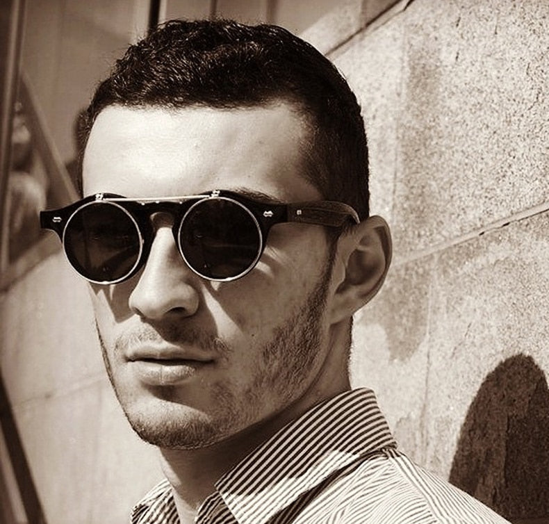 1912 Vintage Round Flip Up Sunglasses