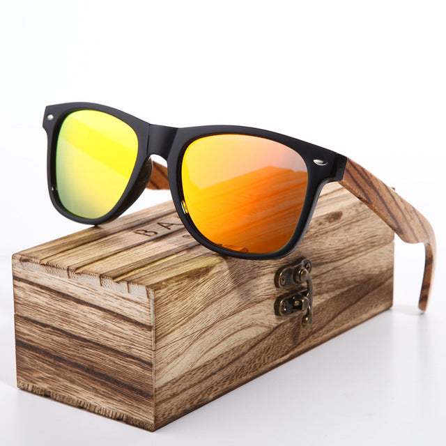 Vintage Zebra Wood Wayfarer Sunglasses
