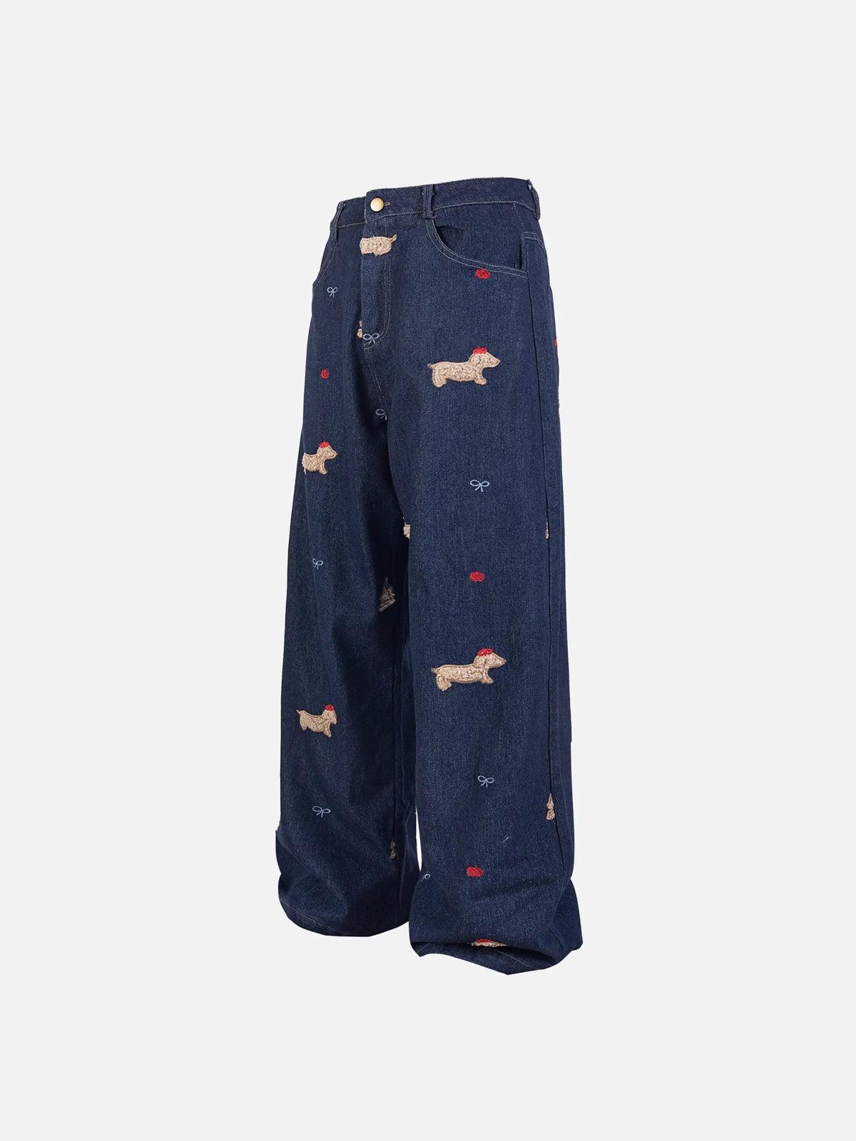 Puppy Embroidered Jeans