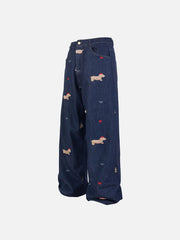 Puppy Embroidered Jeans