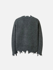Raw Edge Half-Zip Knitted Sweater