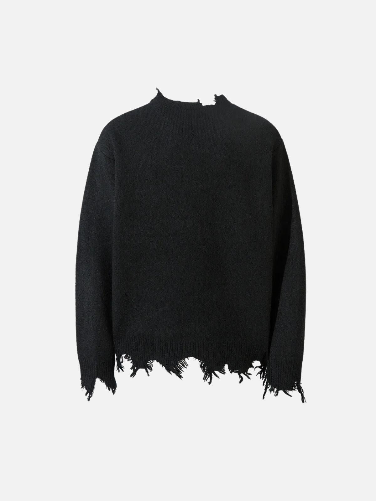 Raw Edge Half-Zip Knitted Sweater