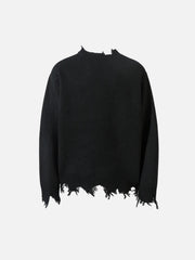 Raw Edge Half-Zip Knitted Sweater