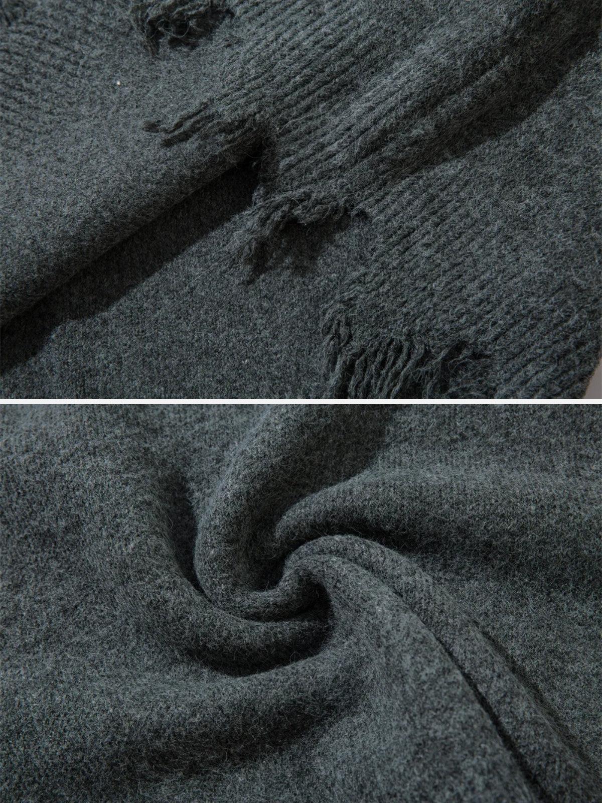 Raw Edge Half-Zip Knitted Sweater