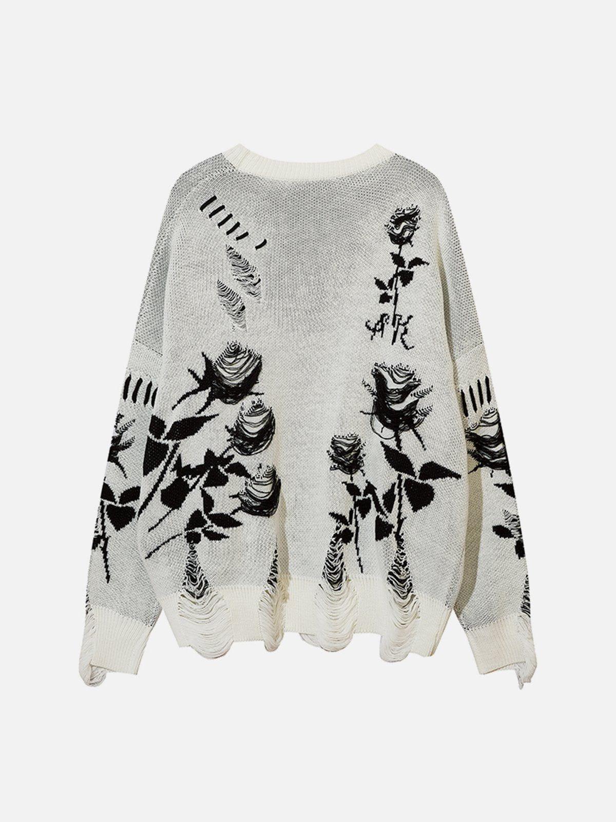 Raw Edge Rose Sweater