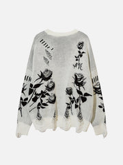 Raw Edge Rose Sweater