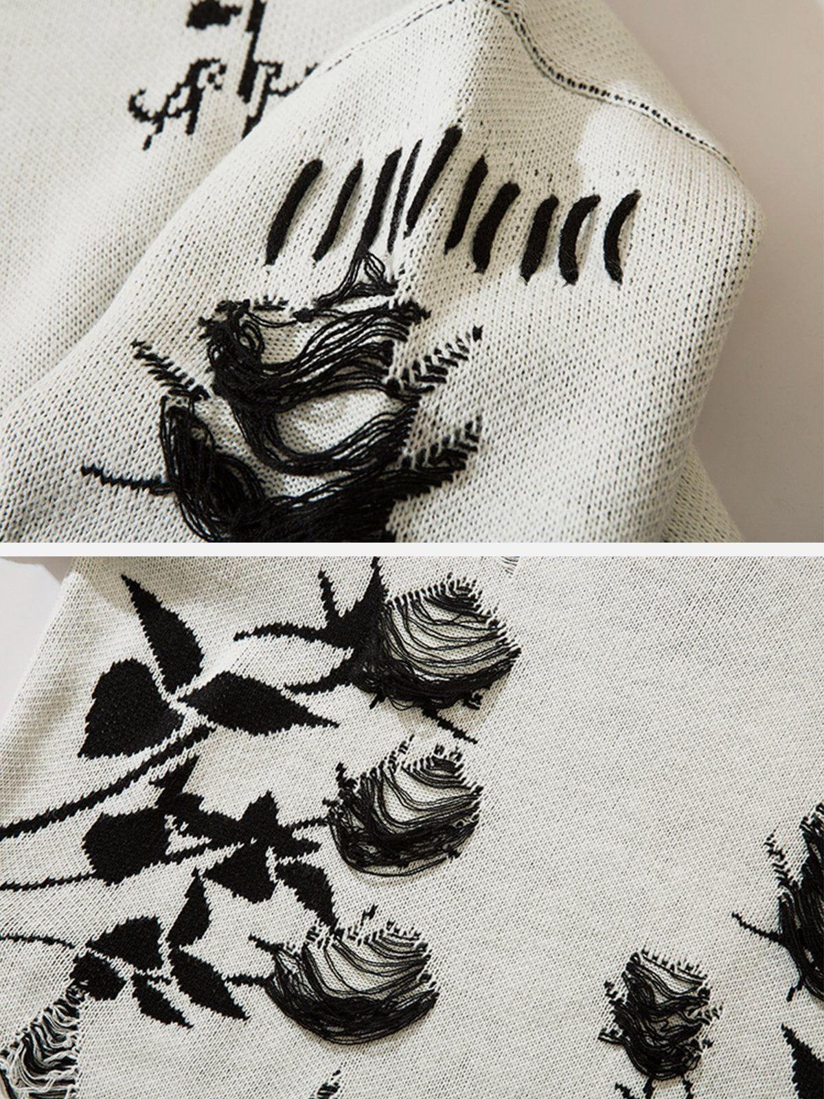 Raw Edge Rose Sweater