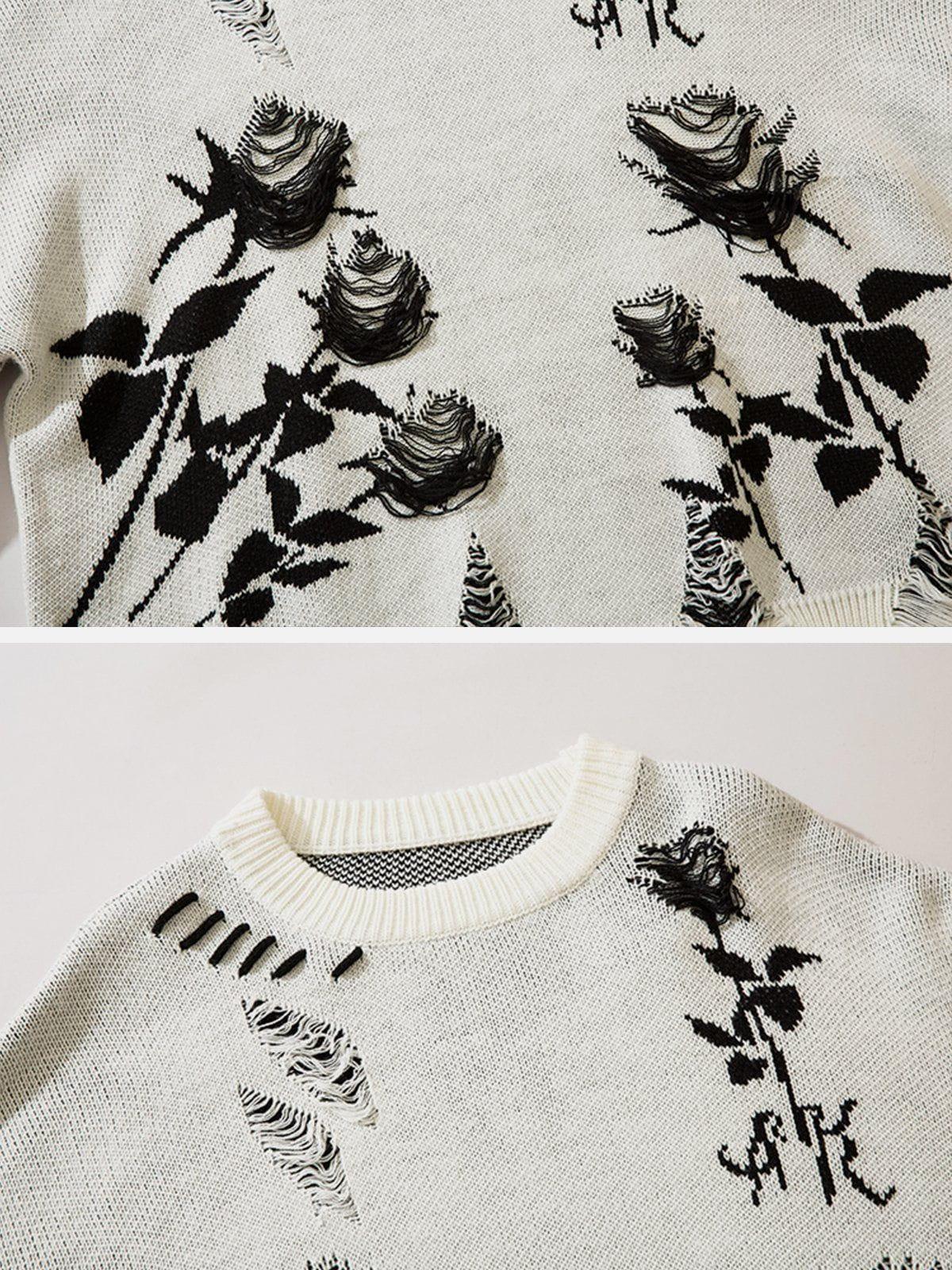 Raw Edge Rose Sweater