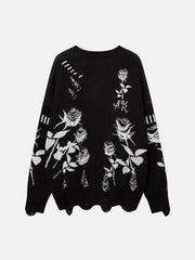 Raw Edge Rose Sweater