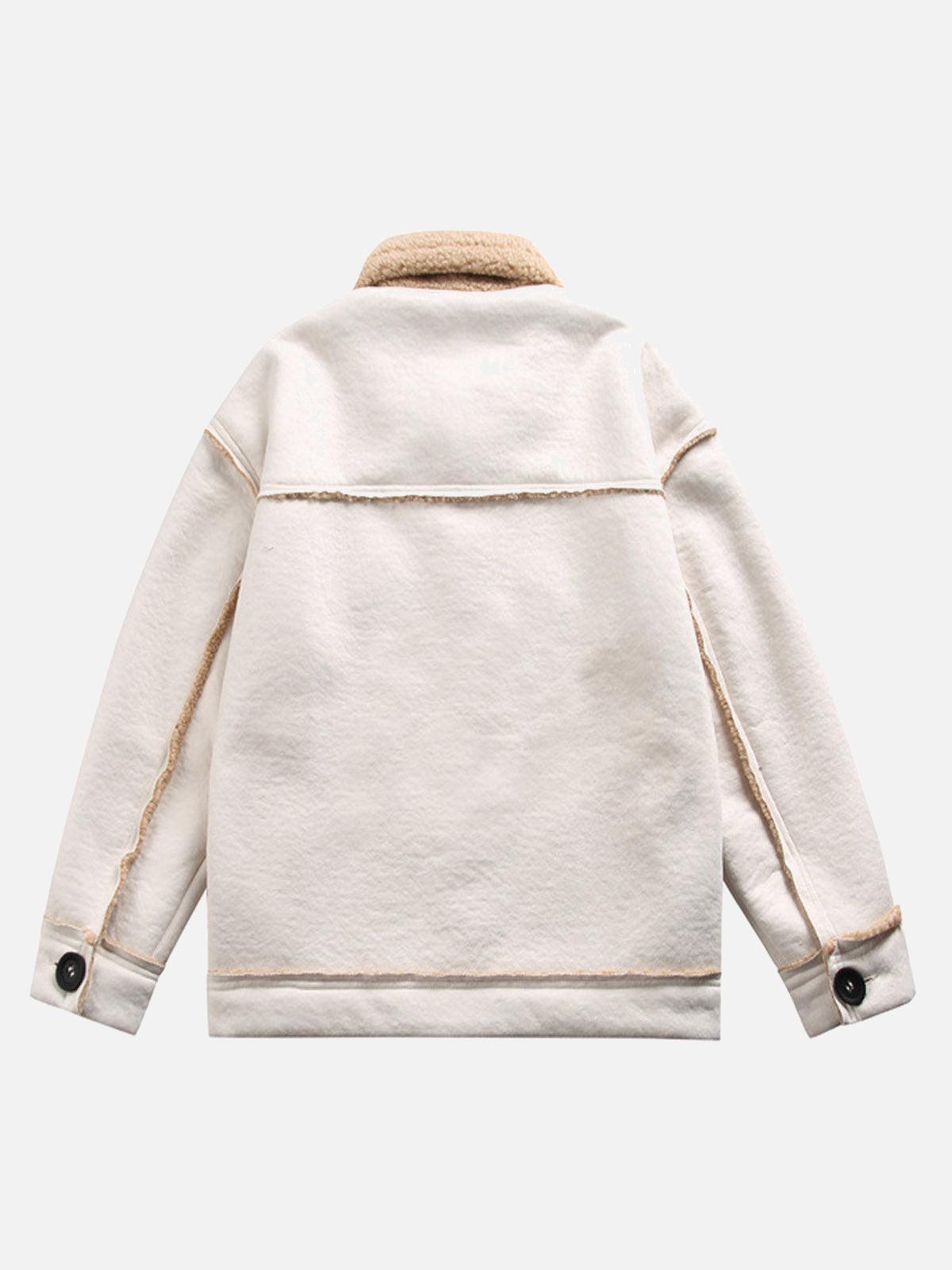 Raw Edge Star Embroidered Fleece Jacket