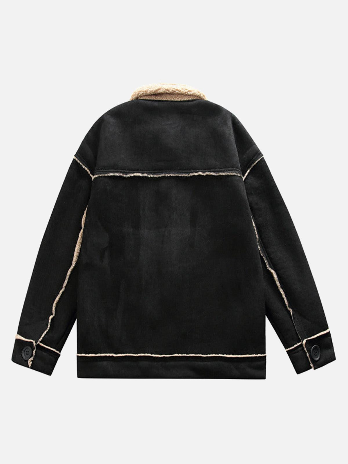 Raw Edge Star Embroidered Fleece Jacket