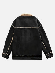 Raw Edge Star Embroidered Fleece Jacket