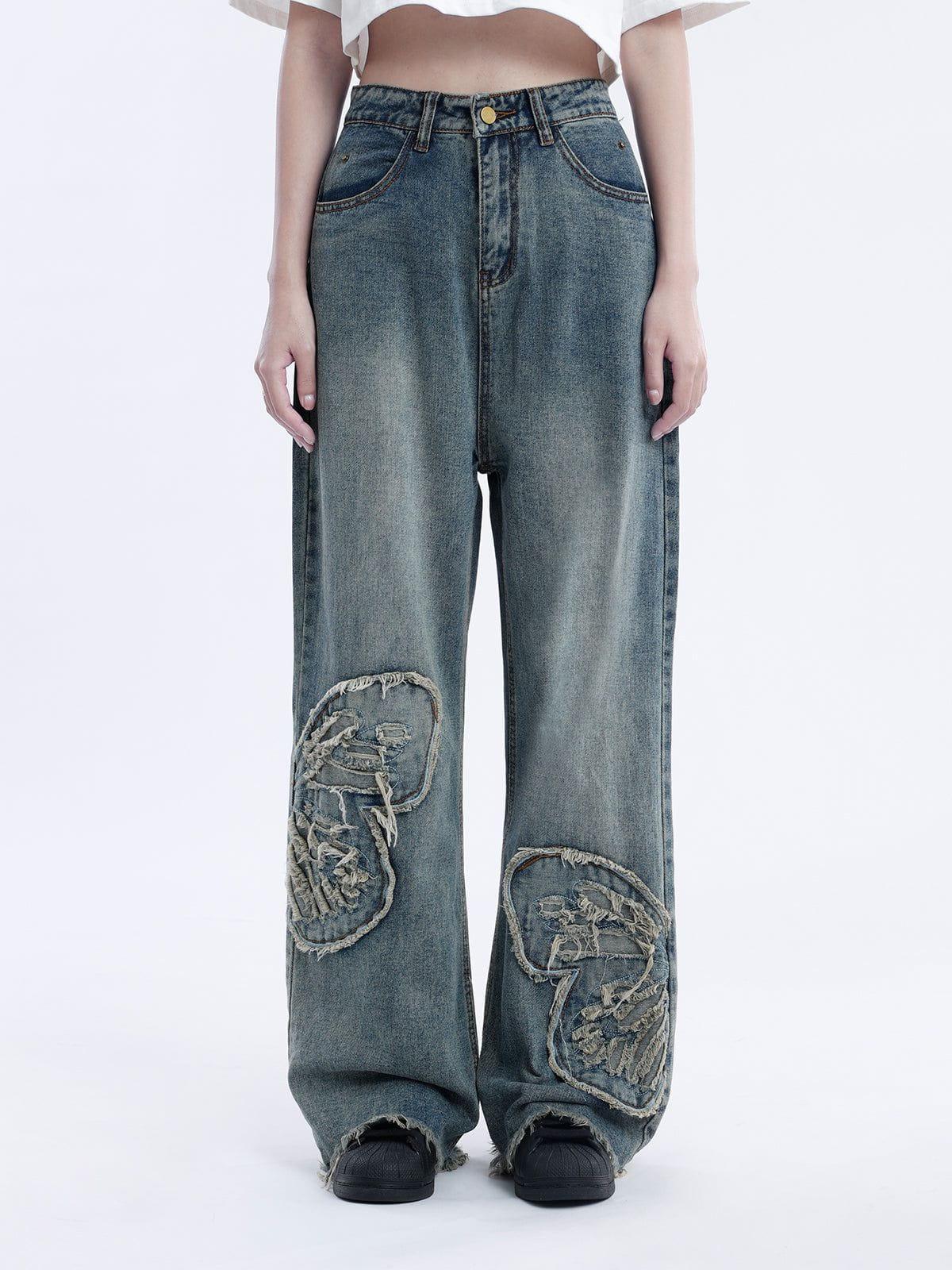 Removable Butterfly Loose Jeans