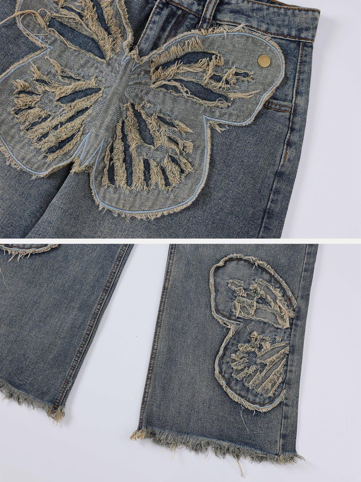 Removable Butterfly Loose Jeans