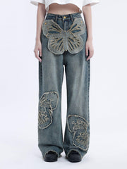 Removable Butterfly Loose Jeans