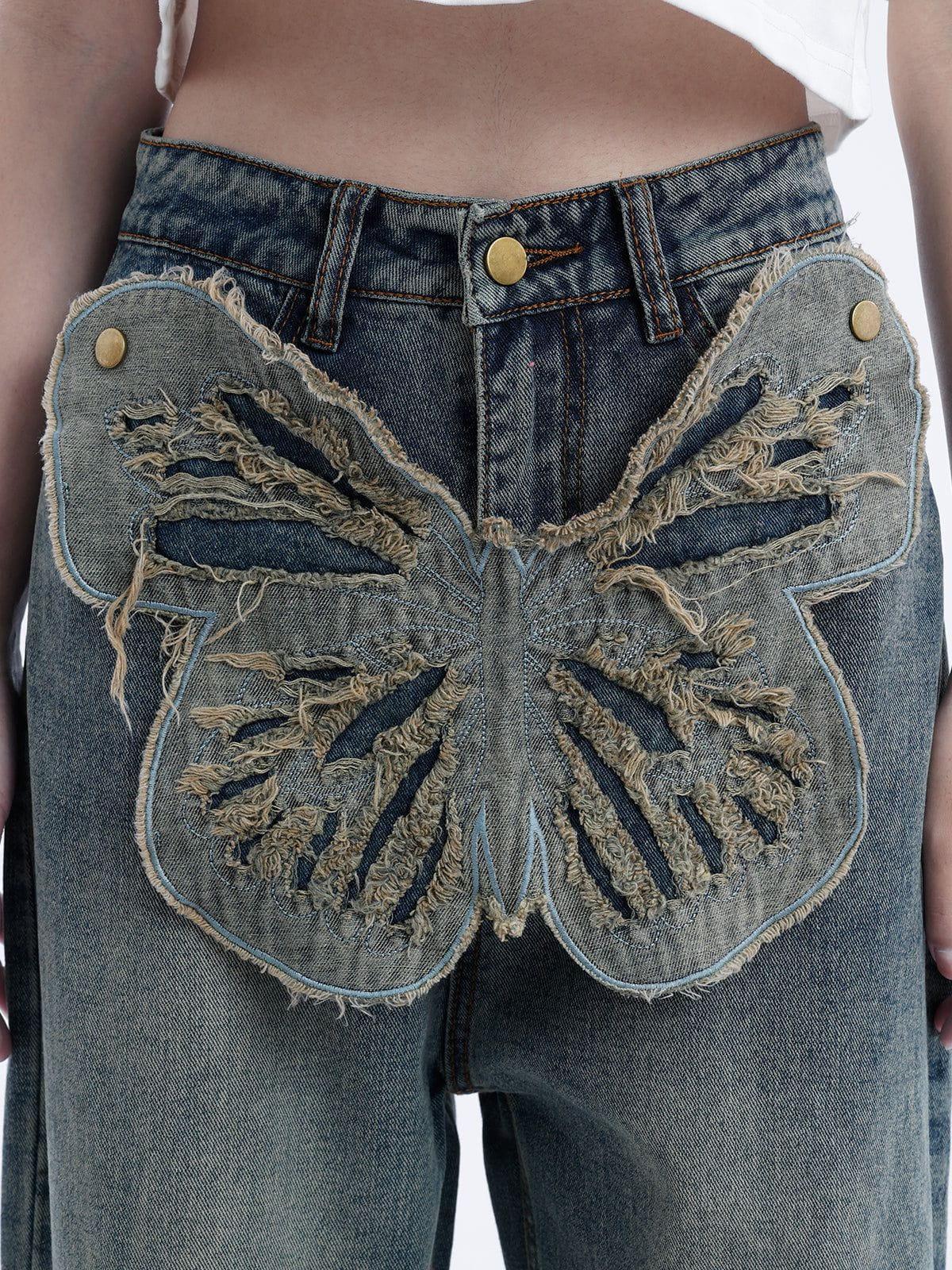 Removable Butterfly Loose Jeans